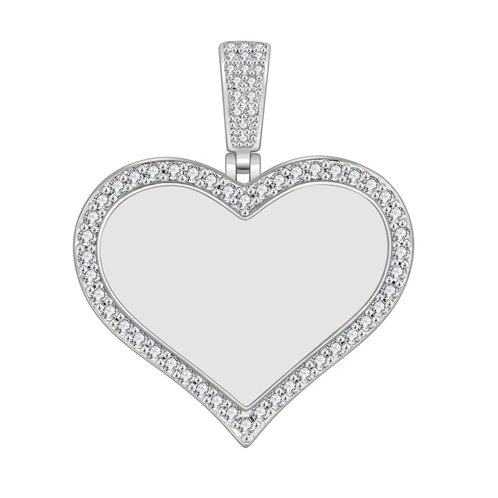 New micro-painted zircon heart-shaped pendant, DIY personalized photo necklace, birthday gift.
