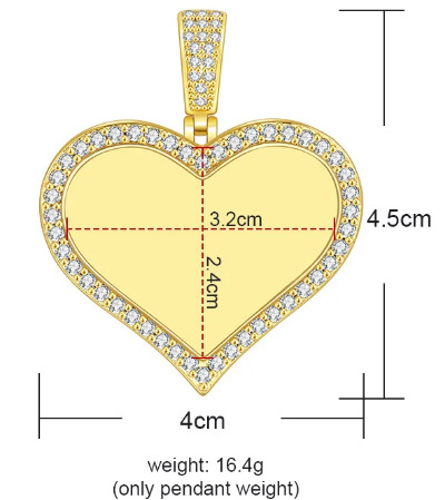 New micro-painted zircon heart-shaped pendant, DIY personalized photo necklace, birthday gift.