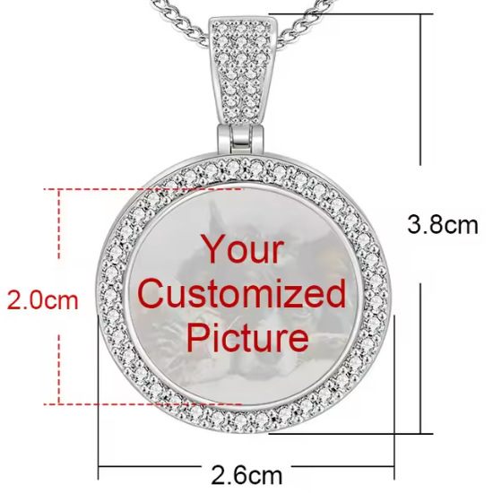 New micro-painted zircon heart-shaped pendant, DIY personalized photo necklace, birthday gift.