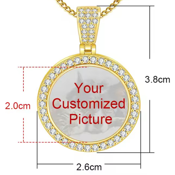 New micro-painted zircon heart-shaped pendant, DIY personalized photo necklace, birthday gift.