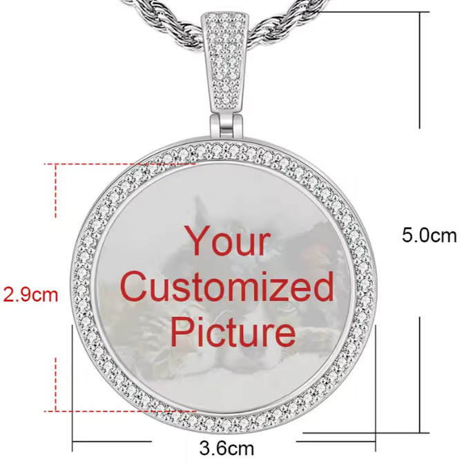 New micro-painted zircon heart-shaped pendant, DIY personalized photo necklace, birthday gift.