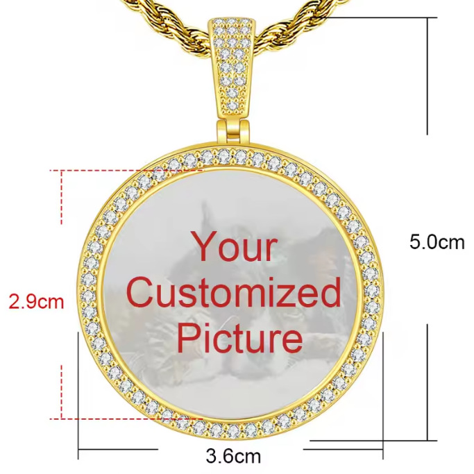 New micro-painted zircon heart-shaped pendant, DIY personalized photo necklace, birthday gift.