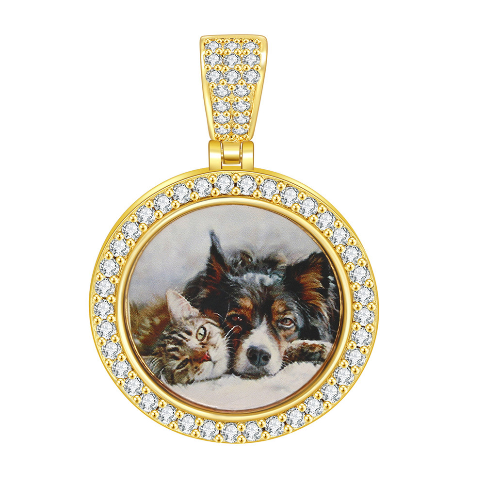 New micro-painted zircon heart-shaped pendant, DIY personalized photo necklace, birthday gift.