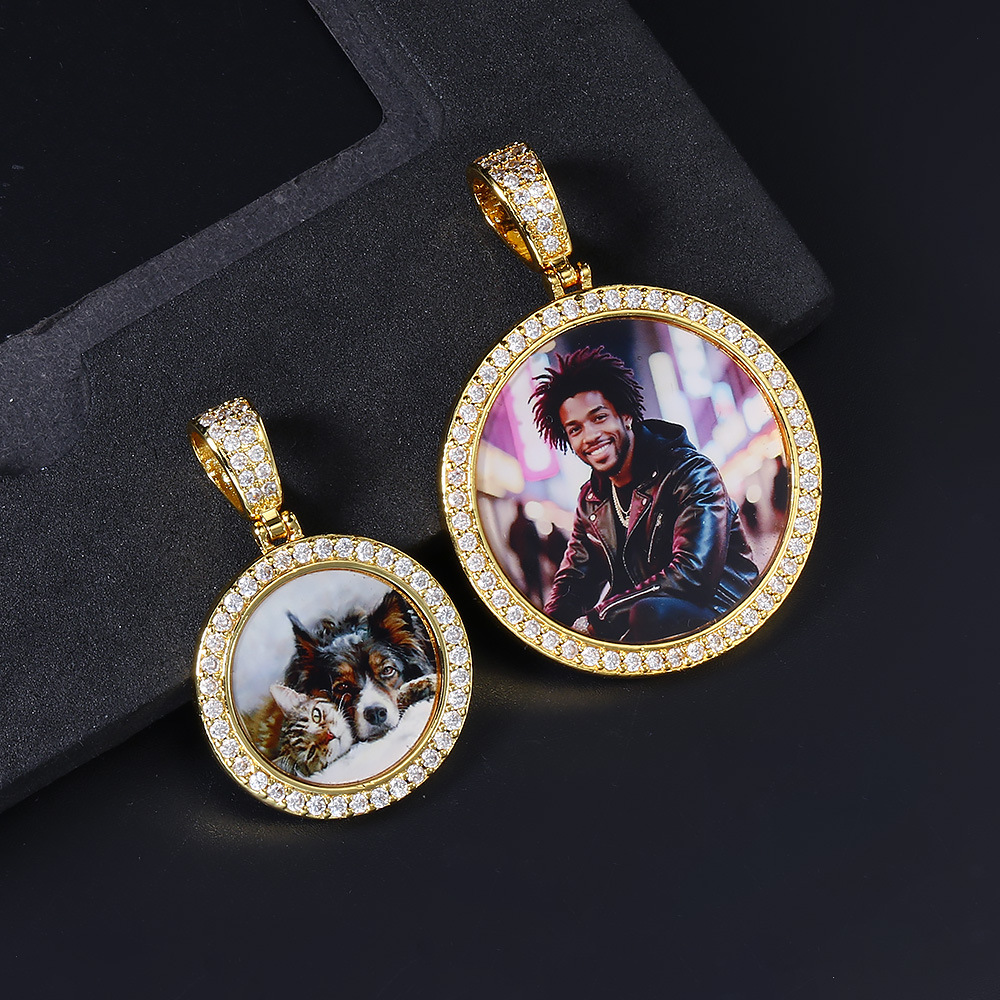 New micro-painted zircon heart-shaped pendant, DIY personalized photo necklace, birthday gift.