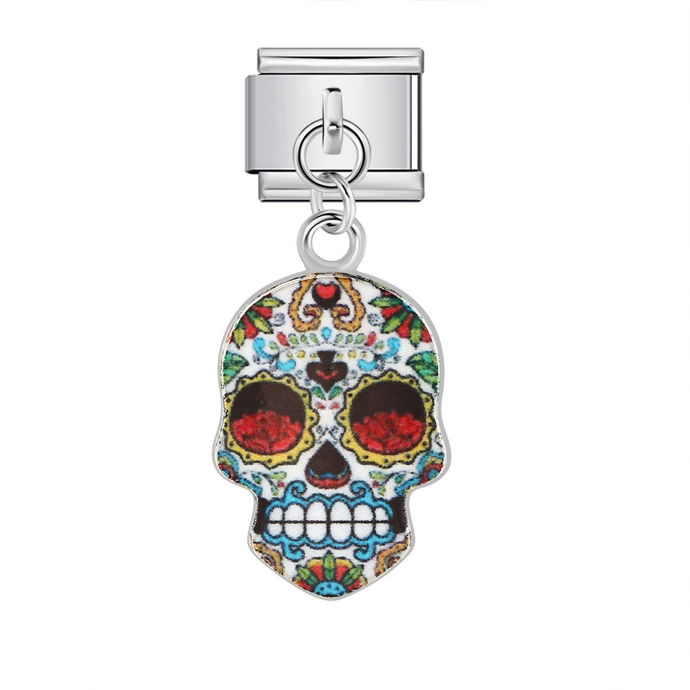 Halloween-themed fashion modular bracelet with titanium steel hook, dripping oil DIY pendant, Italian jewelry accessories