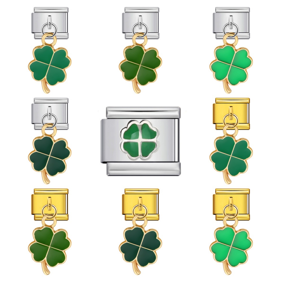 Four-leaf clover pendant, Italian modular bracelet, titanium steel hook, DIY oil-dripping elastic free splicing watch strap chain.