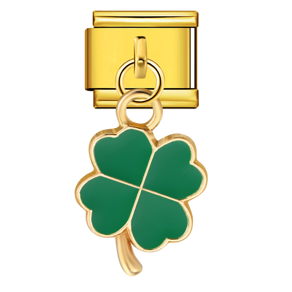 Four-leaf clover pendant, Italian modular bracelet, titanium steel hook, DIY oil-dripping elastic free splicing watch strap chain.