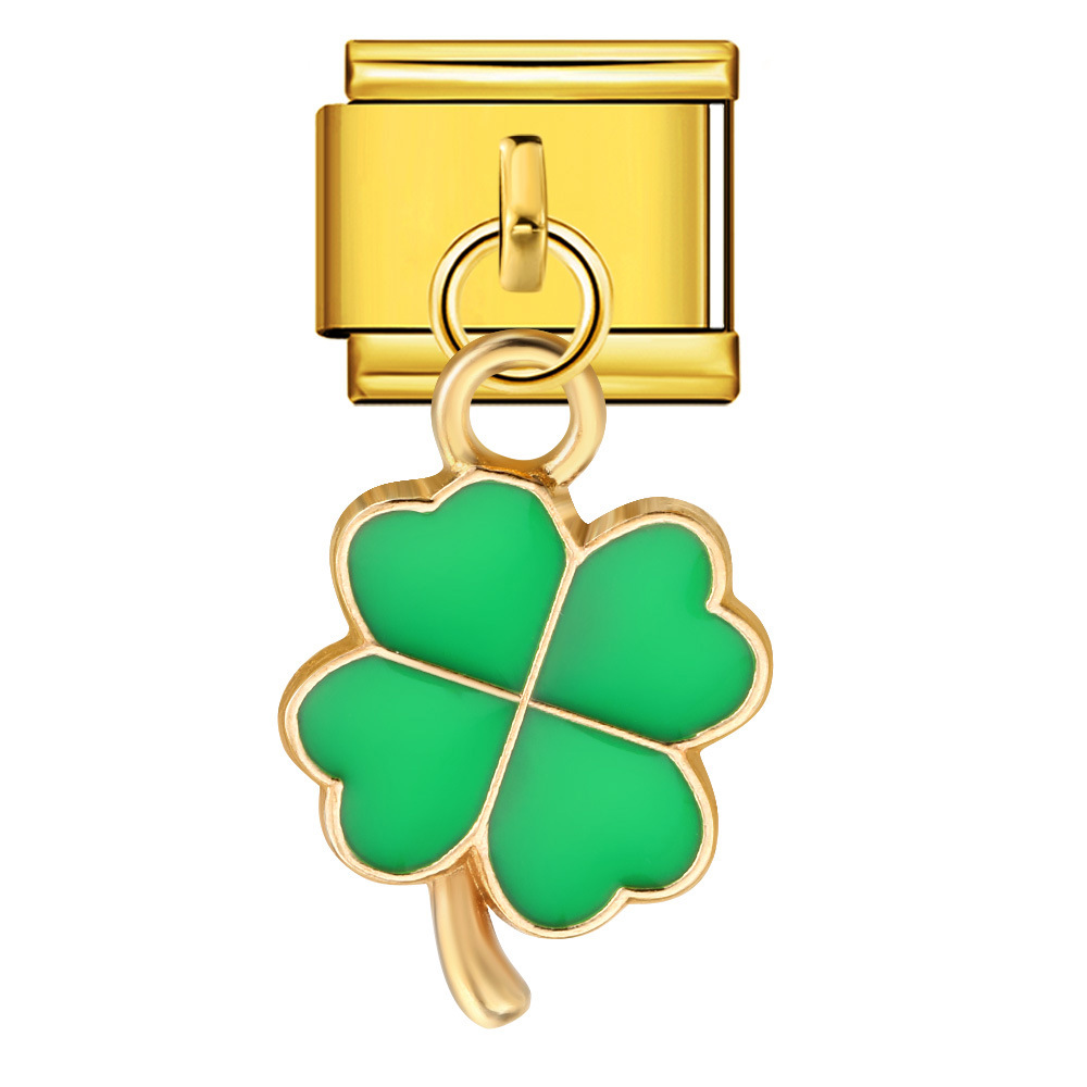 Four-leaf clover pendant, Italian modular bracelet, titanium steel hook, DIY oil-dripping elastic free splicing watch strap chain.