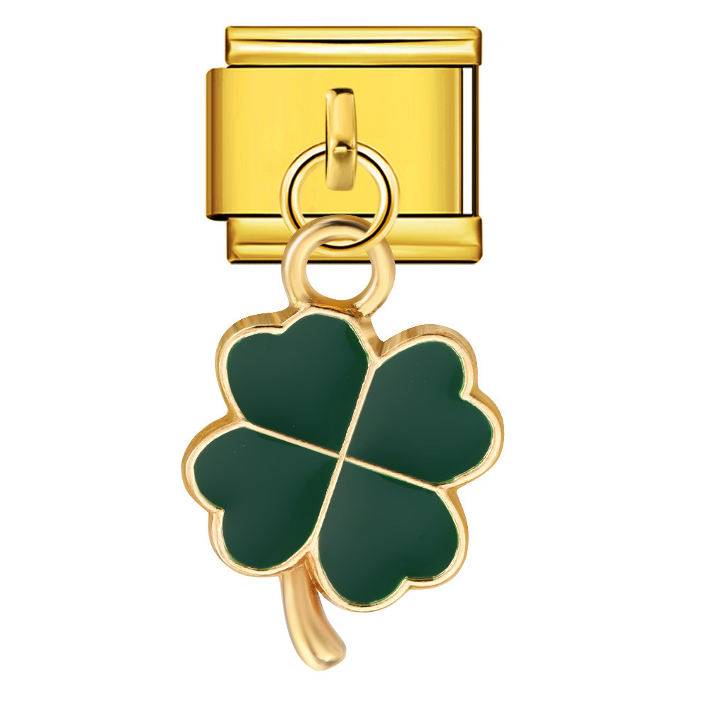 Four-leaf clover pendant, Italian modular bracelet, titanium steel hook, DIY oil-dripping elastic free splicing watch strap chain.