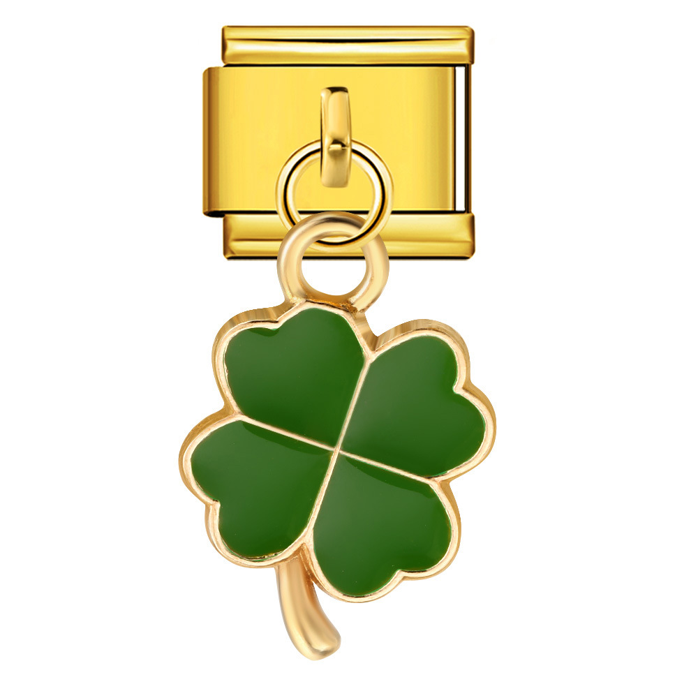 Four-leaf clover pendant, Italian modular bracelet, titanium steel hook, DIY oil-dripping elastic free splicing watch strap chain.