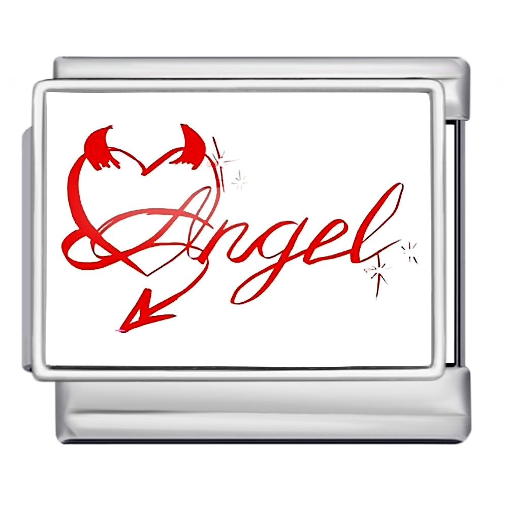 Photo-style Italian modular bracelet with angel design, made of titanium steel, welded, gold-plated, and oil-sprinkled, DIY splicing bracelet.