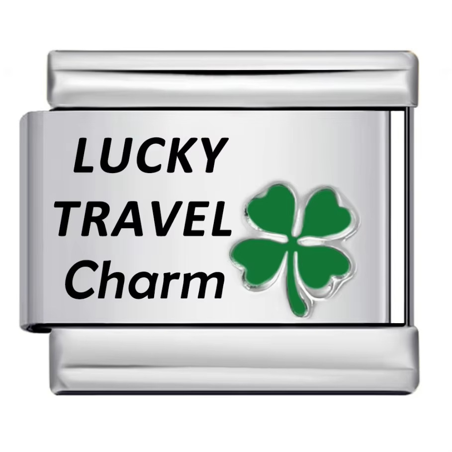 Lucky four-leaf clover laser engraved Italian modular bracelet stainless steel DIY fashion bangle watch strap chain