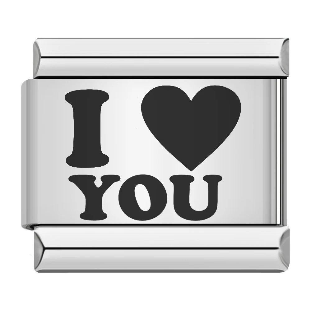 Cross-border hot-selling laser-engraved heart-shaped series titanium steel handmade DIY Italian modular bracelet wholesale