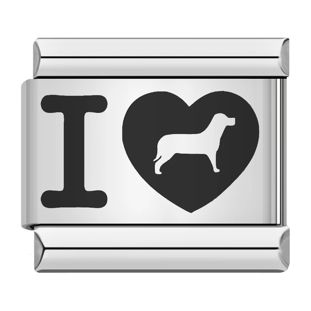 Cross-border hot-selling laser-engraved heart-shaped series titanium steel handmade DIY Italian modular bracelet wholesale
