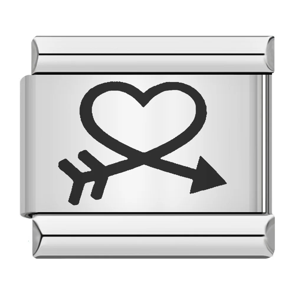Cross-border hot-selling laser-engraved heart-shaped series titanium steel handmade DIY Italian modular bracelet wholesale