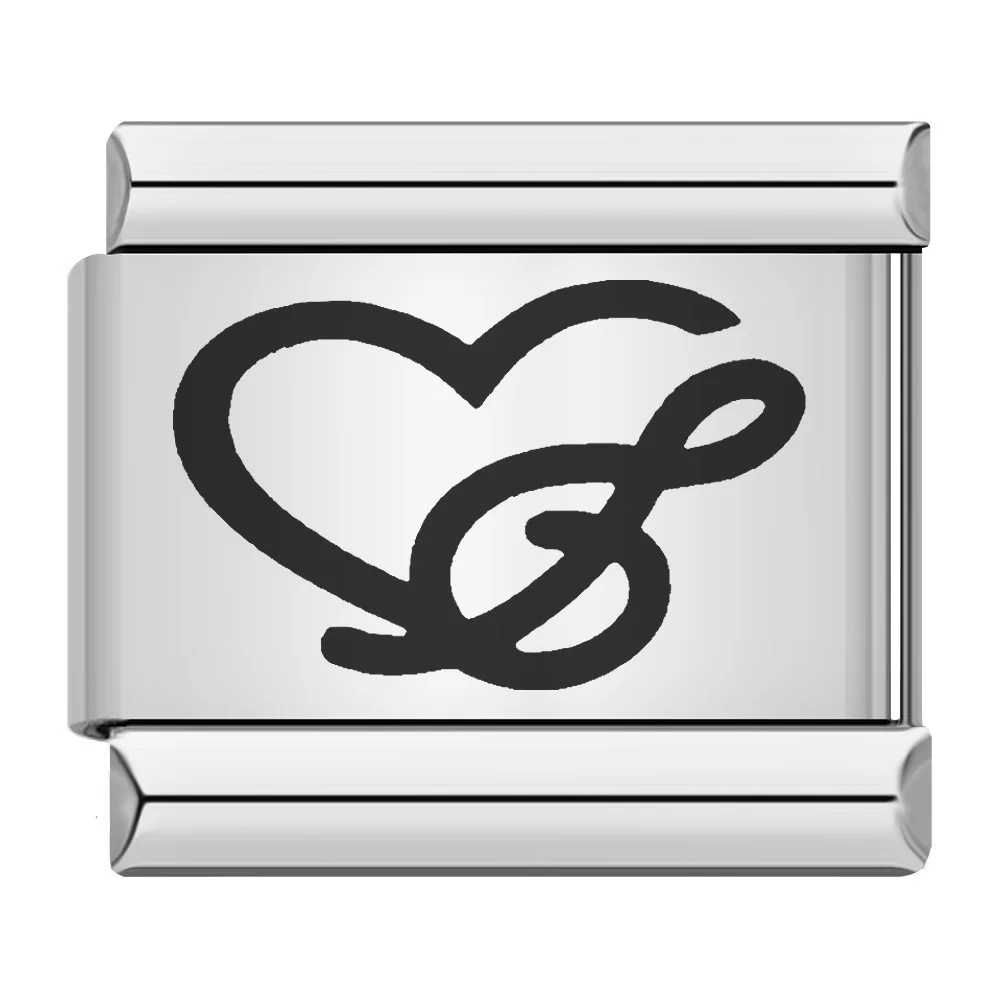 Cross-border hot-selling laser-engraved heart-shaped series titanium steel handmade DIY Italian modular bracelet wholesale