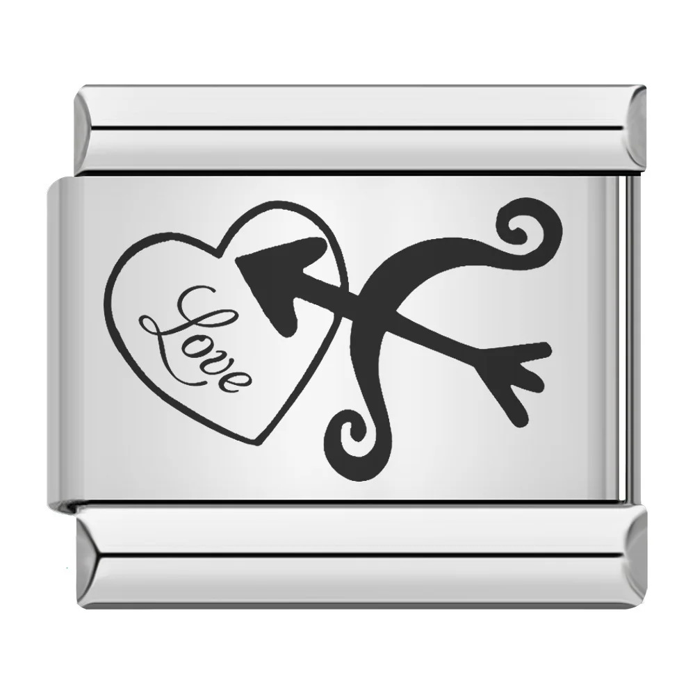 Cross-border hot-selling laser-engraved heart-shaped series titanium steel handmade DIY Italian modular bracelet wholesale