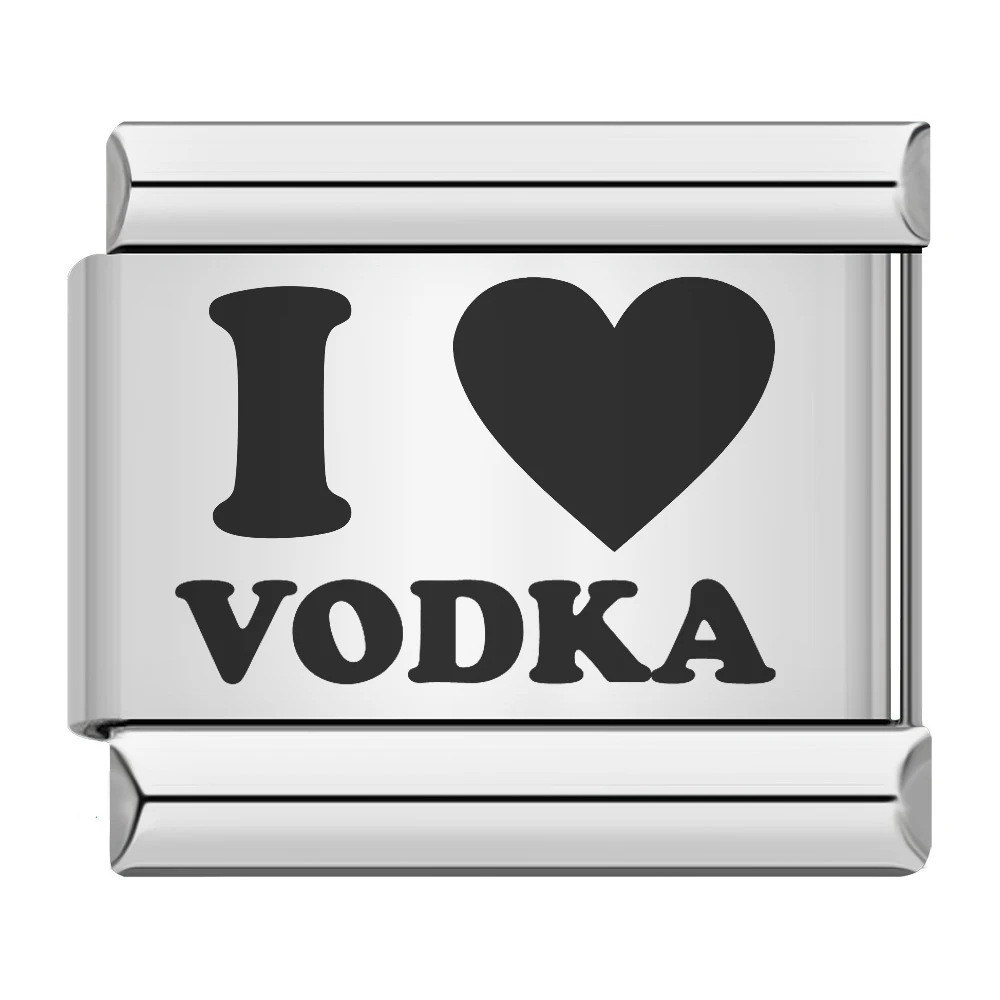Cross-border hot-selling laser-engraved heart-shaped series titanium steel handmade DIY Italian modular bracelet wholesale