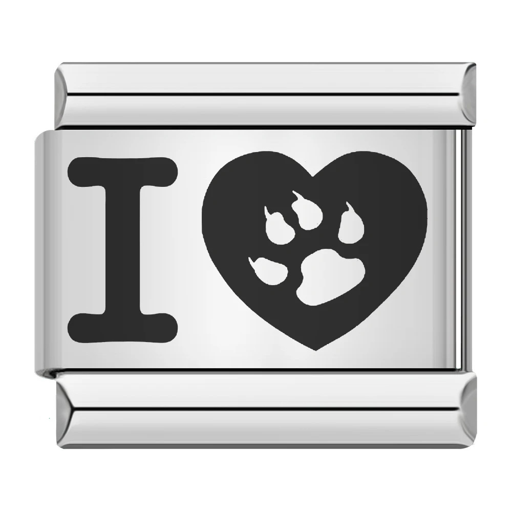 Cross-border hot-selling laser-engraved heart-shaped series titanium steel handmade DIY Italian modular bracelet wholesale