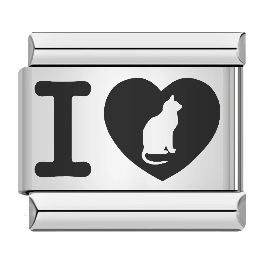 Cross-border hot-selling laser-engraved heart-shaped series titanium steel handmade DIY Italian modular bracelet wholesale