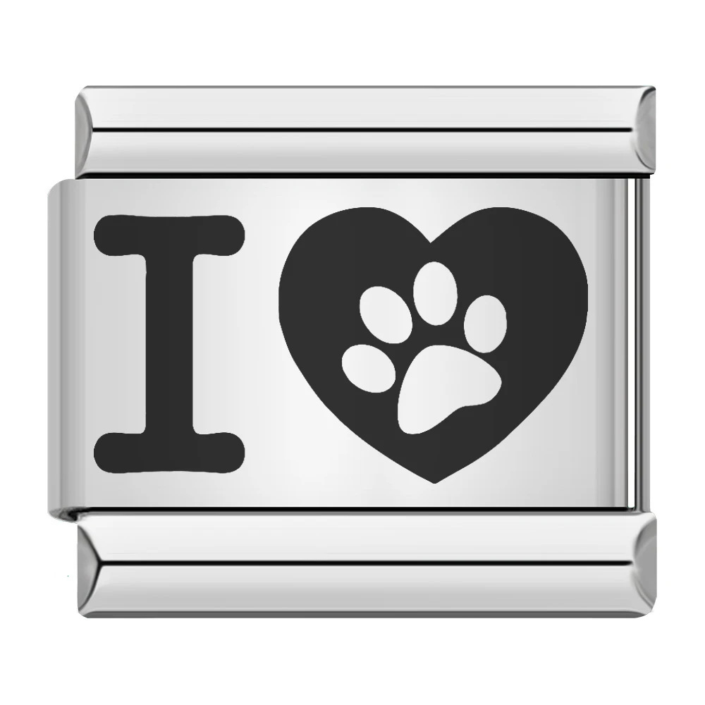 Cross-border hot-selling laser-engraved heart-shaped series titanium steel handmade DIY Italian modular bracelet wholesale