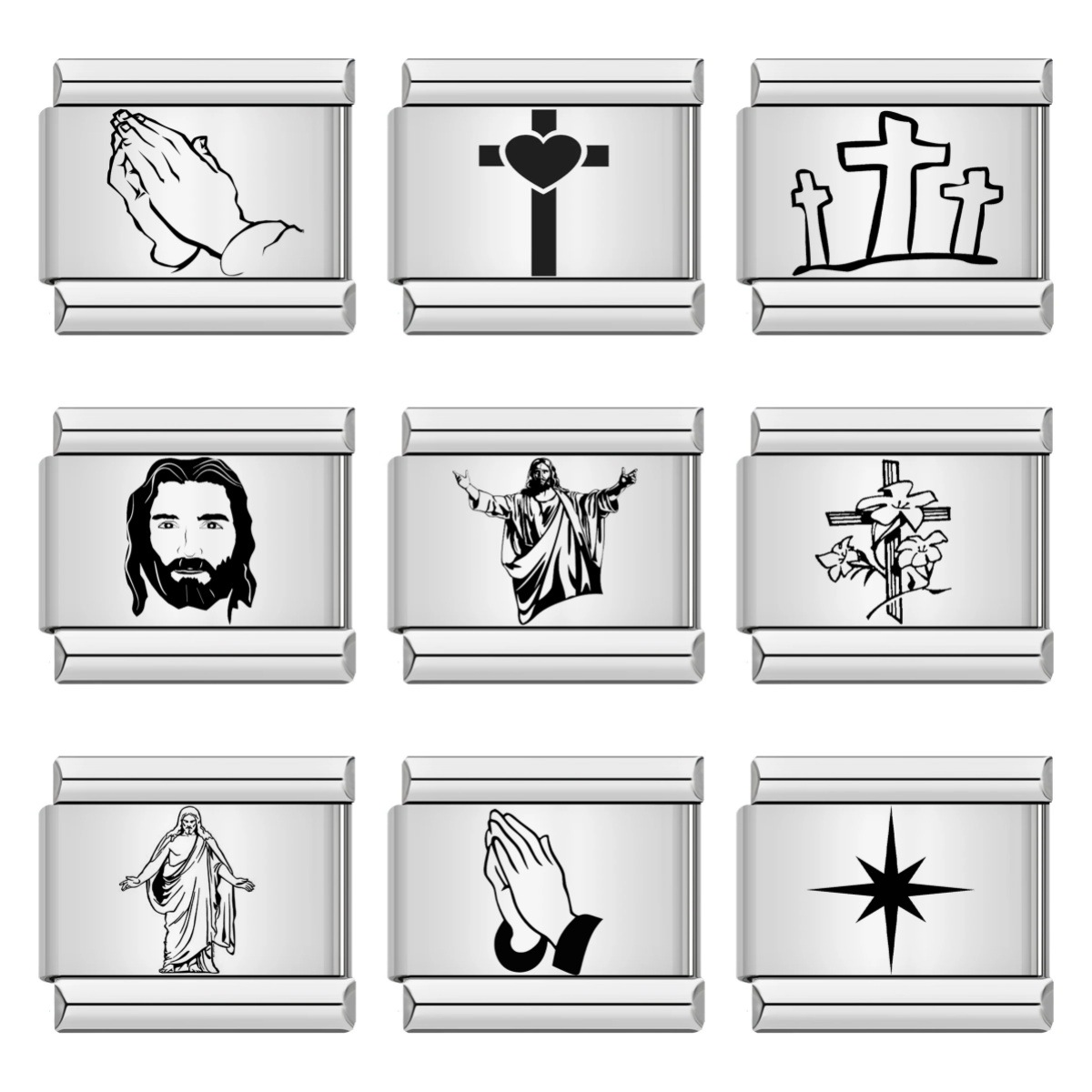 Titanium steel laser-engraved cross Italian modular bracelet DIY watch strap chain Italian Charms