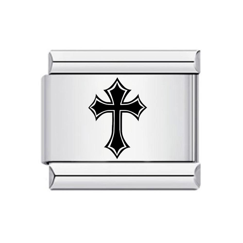 Titanium steel laser-engraved cross Italian modular bracelet DIY watch strap chain Italian Charms