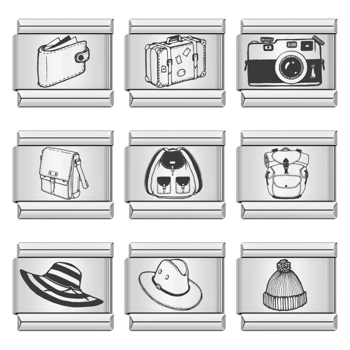 New hat and backpack designs, Italian modular bracelets, titanium steel laser engraving DIY watch straps and chains wholesale.