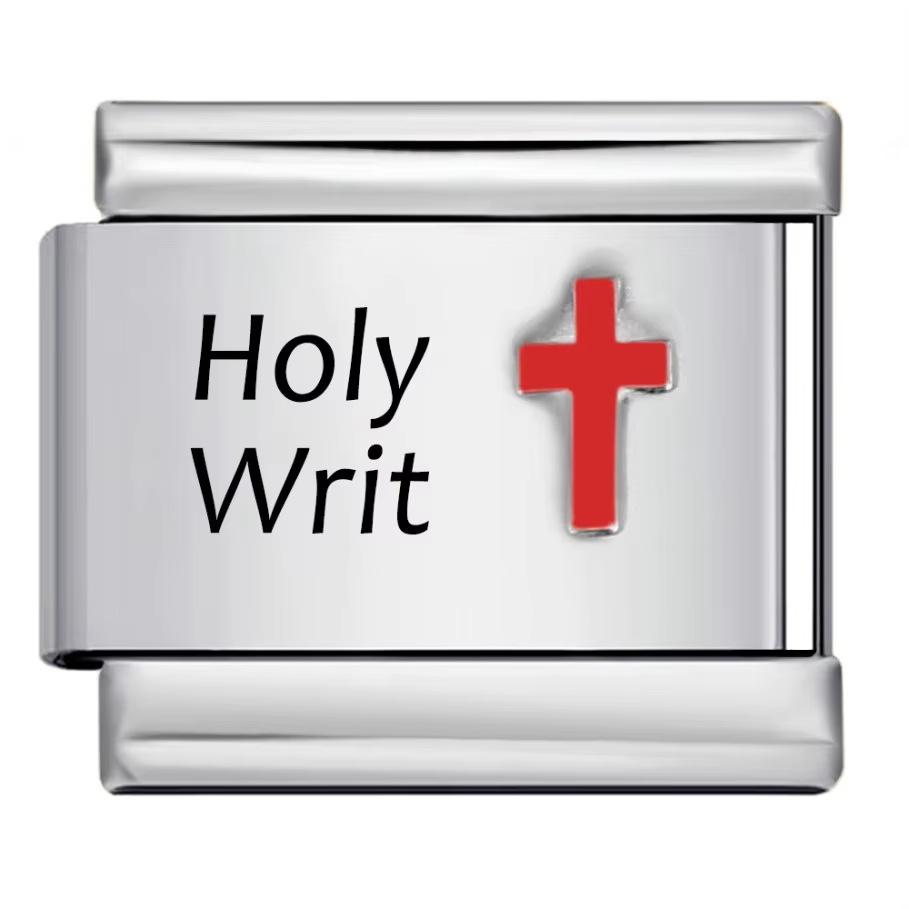 Red cross pattern Italian modular bracelet, titanium steel laser engraving, DIY free splicing bracelet.