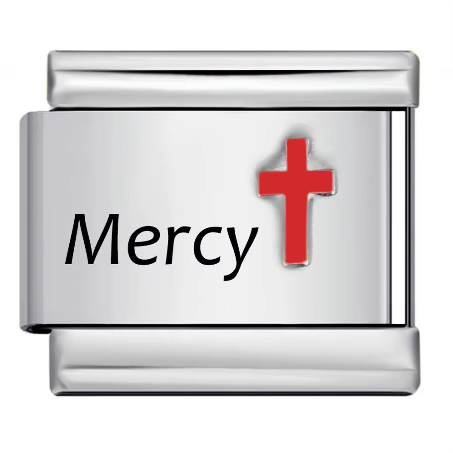 Red cross pattern Italian modular bracelet, titanium steel laser engraving, DIY free splicing bracelet.