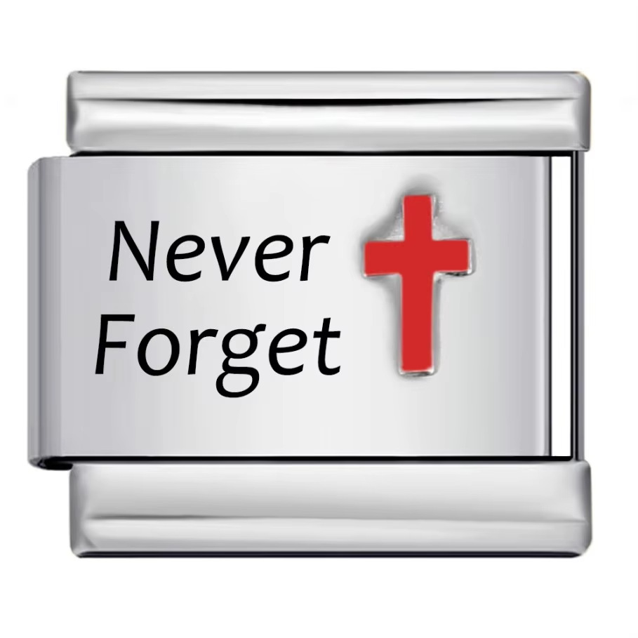 Red cross pattern Italian modular bracelet, titanium steel laser engraving, DIY free splicing bracelet.