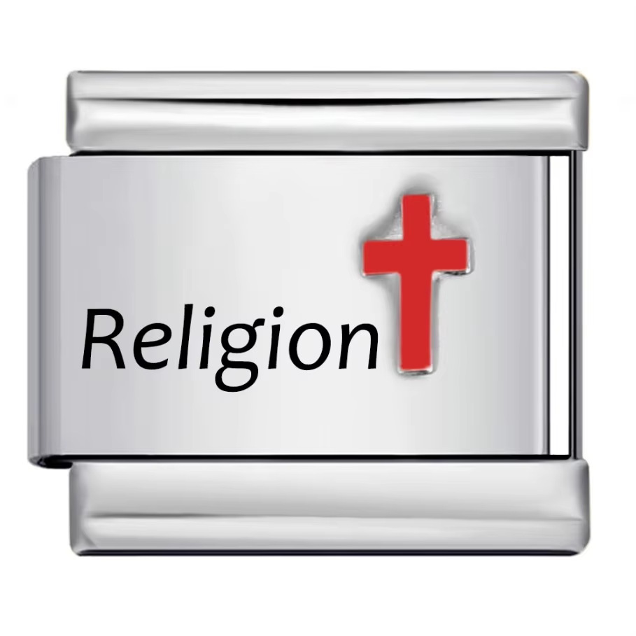 Red cross pattern Italian modular bracelet, titanium steel laser engraving, DIY free splicing bracelet.