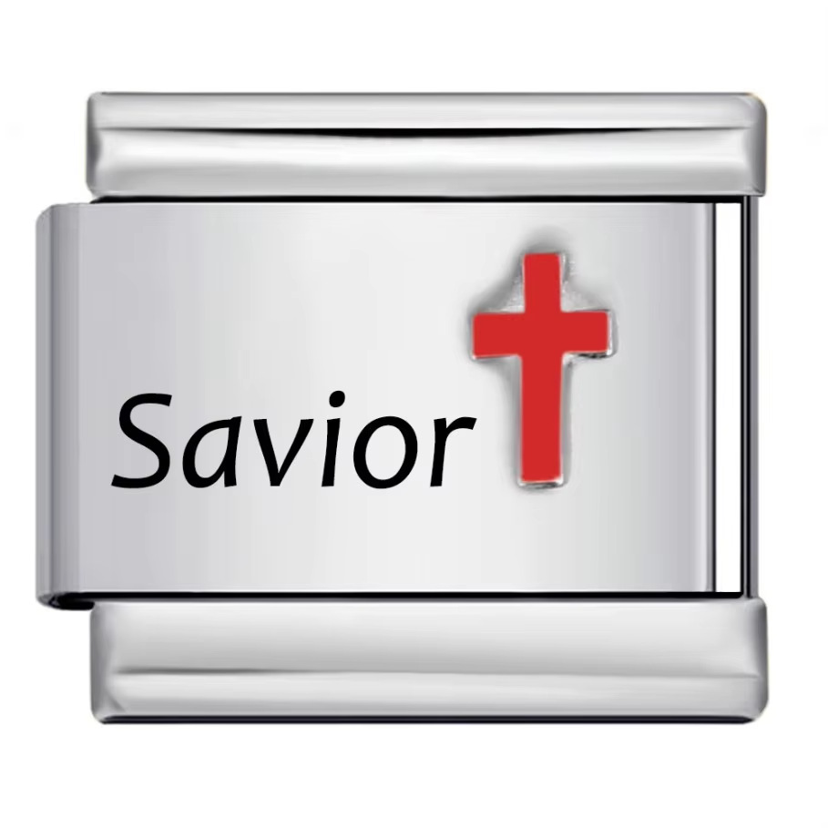 Red cross pattern Italian modular bracelet, titanium steel laser engraving, DIY free splicing bracelet.