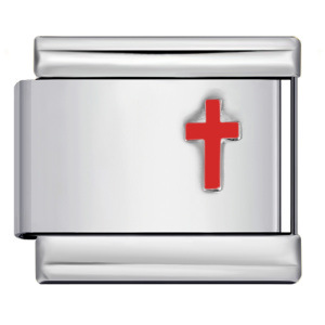 Red cross pattern Italian modular bracelet, titanium steel laser engraving, DIY free splicing bracelet.