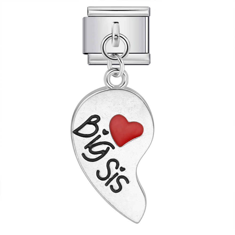 Single hook pendant Italian modular bracelet with titanium steel strap chain.
