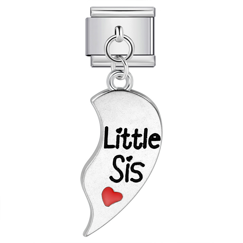 Single hook pendant Italian modular bracelet with titanium steel strap chain.