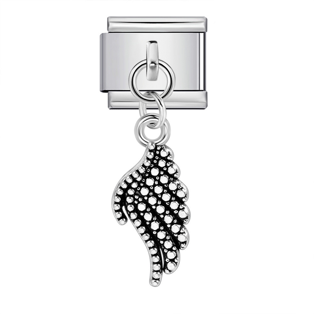 Single hook pendant Italian modular bracelet with titanium steel strap chain.