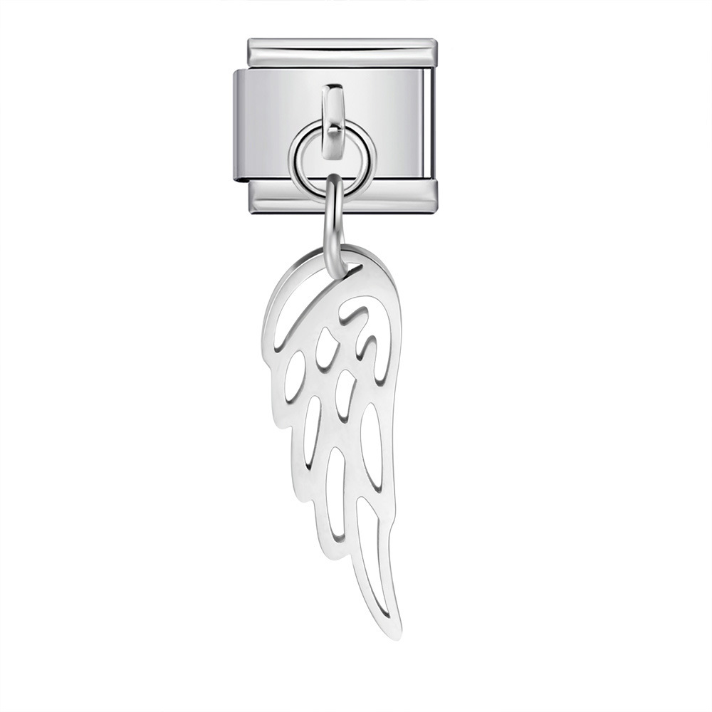 Single hook pendant Italian modular bracelet with titanium steel strap chain.