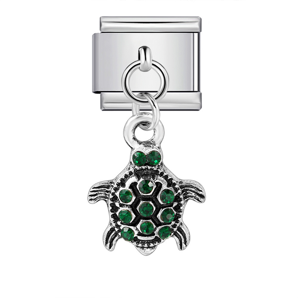 Single hook pendant Italian modular bracelet with titanium steel strap chain.