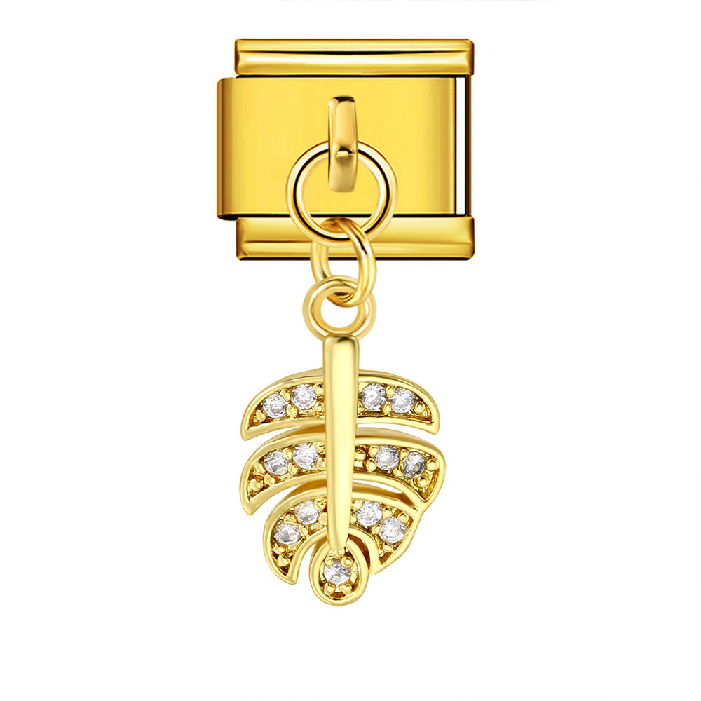 Single hook pendant Italian modular bracelet with titanium steel strap chain.