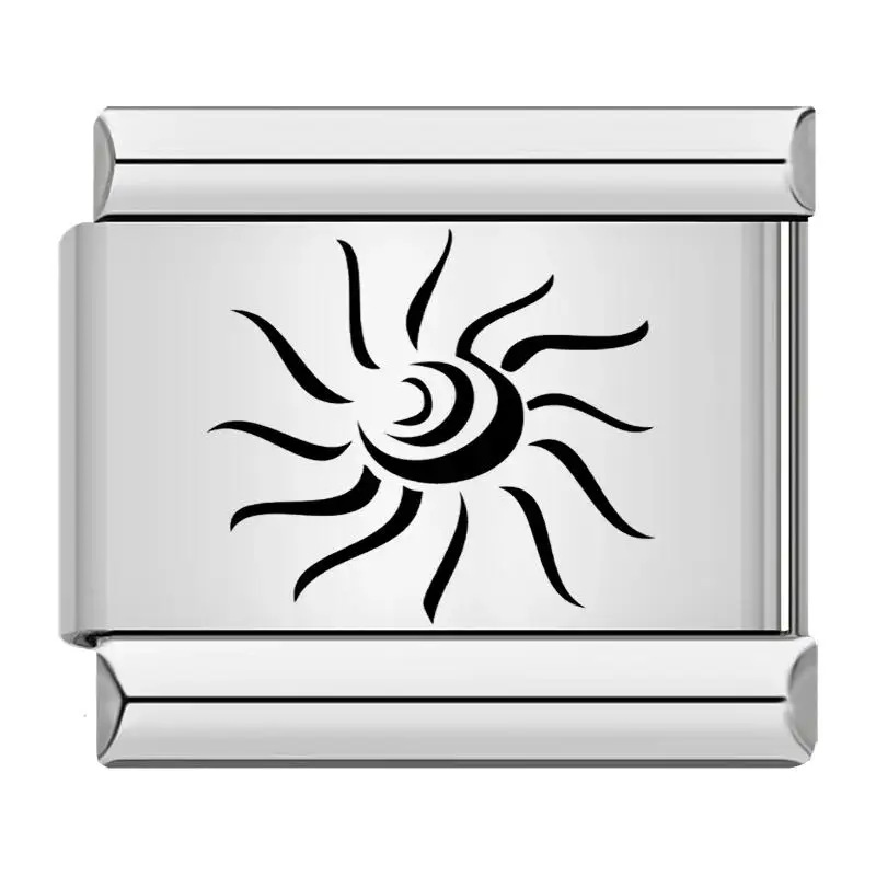 New Italian modular bracelet with sun, moon and stars pattern, made of titanium steel with laser engraving, DIY free splicing bracelet.