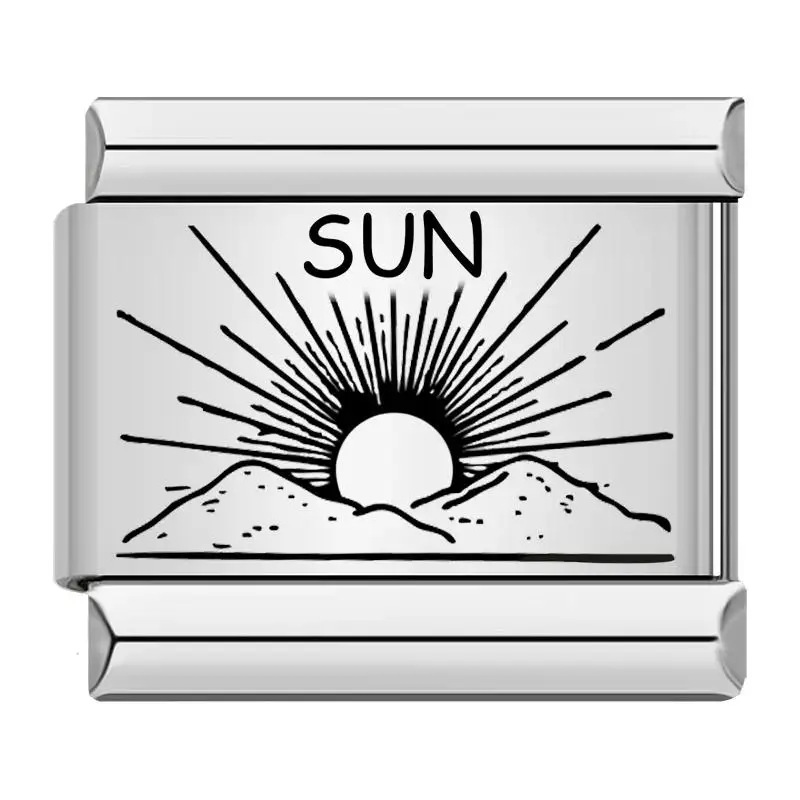 New Italian modular bracelet with sun, moon and stars pattern, made of titanium steel with laser engraving, DIY free splicing bracelet.
