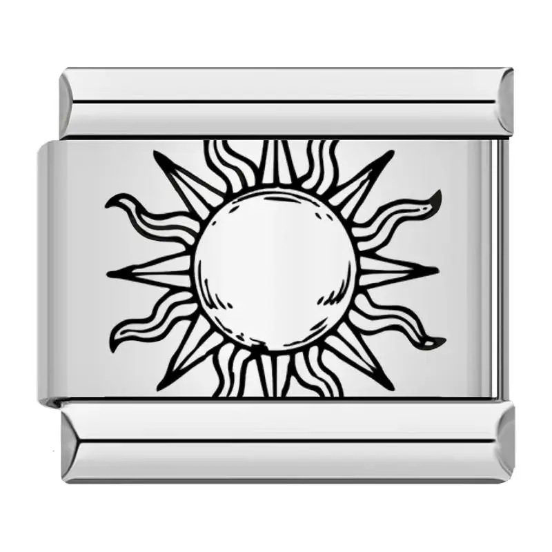 New Italian modular bracelet with sun, moon and stars pattern, made of titanium steel with laser engraving, DIY free splicing bracelet.