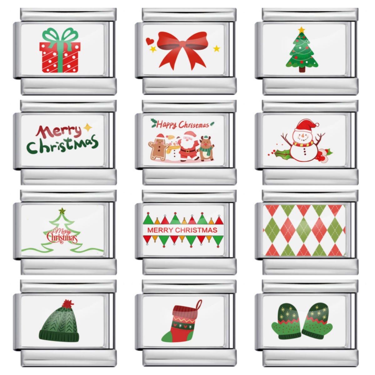 New cross-border Christmas series Italian modular bracelet creative DIY stainless steel elastic bracelet wholesale