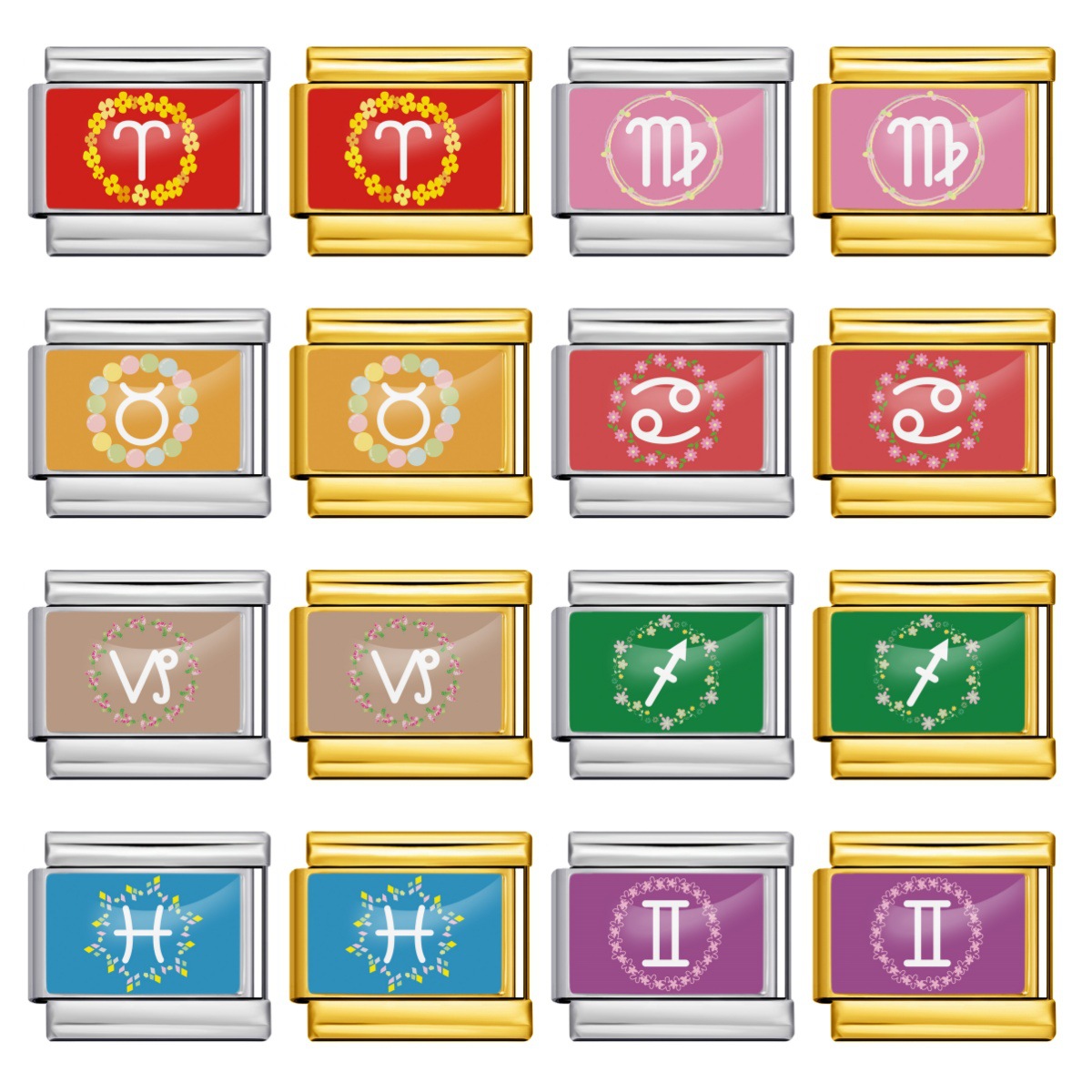 Cross-border best-selling 12 Zodiac Signs Series Italian Modular Stainless Steel DIY Bracelet Birthday Gift