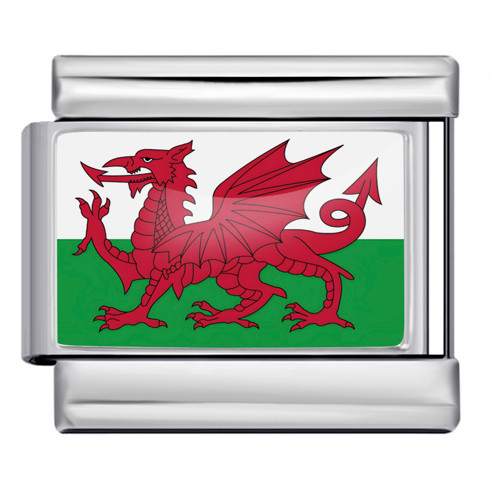 New gold and silver Italian modular bracelet with national flag design, stainless steel DIY detachable and modular bracelet.