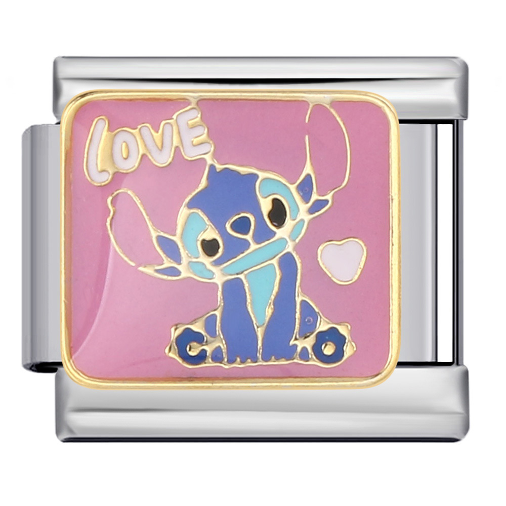 Classic cartoon character Italian modular bracelet, titanium steel welded oil-dripping bangle.