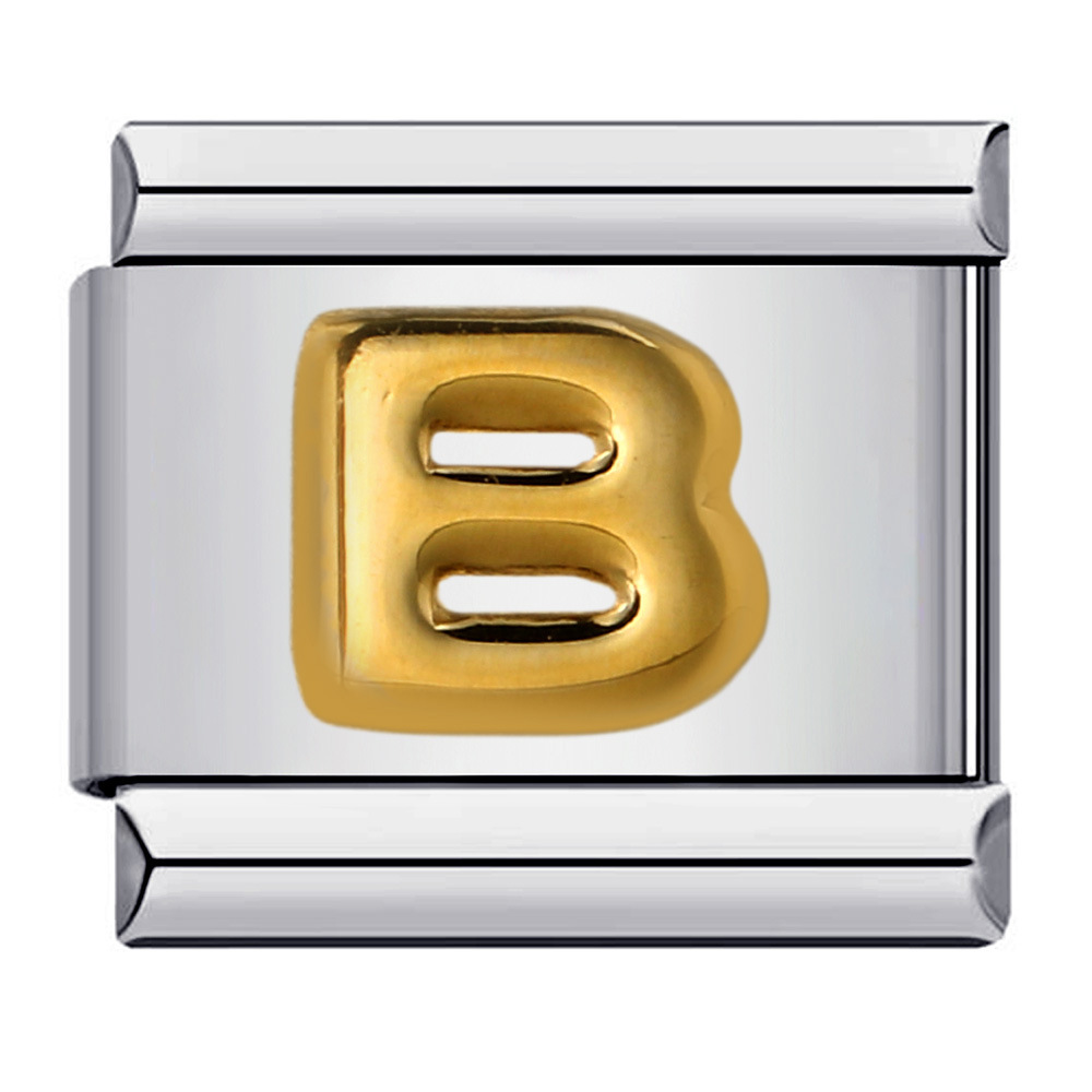 Cross-border popular convex English letter collection stainless steel gold-plated DIY Italian modular bracelet