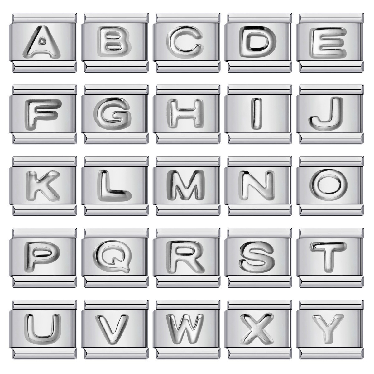 Cross-border popular convex English letter collection stainless steel gold-plated DIY Italian modular bracelet