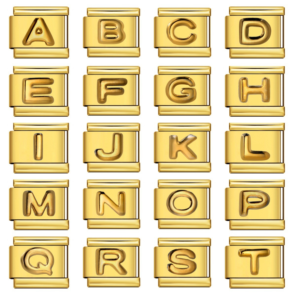 Cross-border popular convex English letter collection stainless steel gold-plated DIY Italian modular bracelet